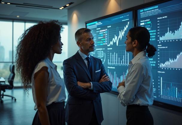 employee working marketing setting